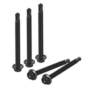 lot 71677 image: uxcell #12 x 2-12 Hex Washer Head Self Drilling Screws 100Pcs 410 Stainless Steel Sheet Metal Self Tapping Screws for Metal Wood, Black