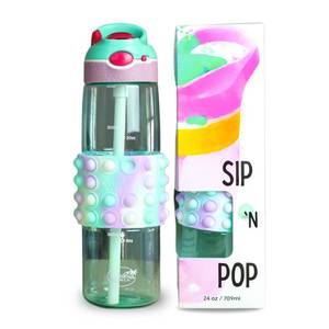 lot 71696 image: Coconut Ranch Sip N Pop Interactive Fidget Pop Water Bottle - Fun, Functional, Portable, Spill Proof & Leak Proof Water Bottles for Kids & Adults Fidget Bottle (Pink Sorbet) - Retail $2365.28