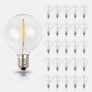 lot 71707 image: Newhouse Lighting 25 Pack LED Clear G40 Globe Light Bulbs for Outdoor String Lights Fits E12 and C7 Base 1.5 Inch Light Bulbs G40 Replacement Bulbs for Patio Lights (G40LED25)