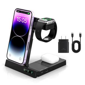 lot 71712 image: Geniusho 6 in 1 Wireless Charger Charging Station,Folding Stand Dock for Samsung Galaxy & iPhone 15 14 13 12 11 X XR XS Pro Max 8 Plus SE for Samsung & Apple Watch and Earphones AirPods 2 3 Pro
