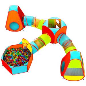 lot 2494 image: Playz 7pc Kids Play Tent with 1 Big Ball Pit for Babies, 3 Play Tunnel for Toddlers, and 3 Pop Up Tents Playhouse Bundle, Best Birthday Gift for Boys & Girls, Indoor & Outdoor Use Portable Play Center