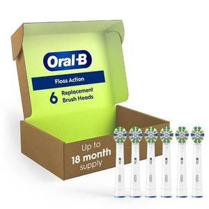 lot 71723 image: Oral-B Floss Action Replacement Brush Heads for an Oral-B Electric Toothbrush, Pack of 6