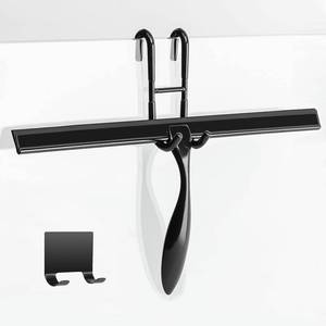 lot 71730 image: Simtive 14-Inch Shower Squeegee Set, includes Shower Door Hook and Adhesive Hook, Squeegee for Shower Doors, Mirror and Window, Black