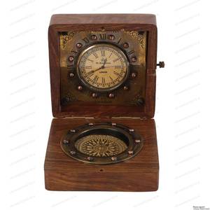 lot 71734 image: US HANDICRAFTS Nautical Handmade Authentic Brass Sundial Compass in Rose Wood Box, Replica of Vintage Product Best Gift for Your Love one