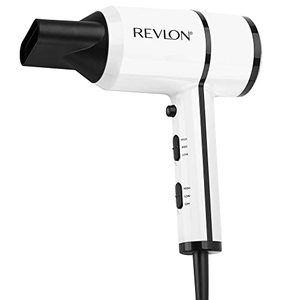 lot 71742 image: REVLON Crystal C  Ceramic Compact Hair Dryer  1875W Blow Dryer with Crystal C Technology for Shiny Long-Lasting Shine and Less Frizz  Lightweight (WhiteBlack)