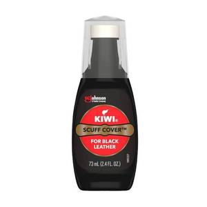 lot 71754 image: KIWI Scuff Cover Liquid Shoe Polish Black Bottle with Sponge Applicator - 2.4oz