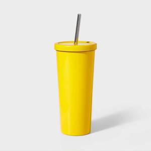 lot 71761 image: 20oz Stainless Steel Tumbler with Straw Yellow - Sun Squad�