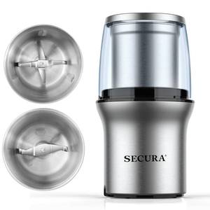 lot 71763 image: Secura Electric Coffee Grinder and Spice Grinder with 2 Stainless Steel Blades Removable Bowls