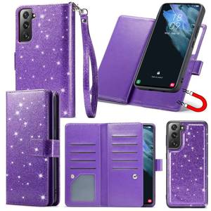 lot 71777 image: Varikke for Samsung Galaxy S21 FE 5G Case, for Samsung S21 FE Wallet Case with Card Holder & Magnetic Detachable Cover & Kickstand Wristlet Glitter PU Leather Wallet Cases for Galaxy S21 FE 5G, Mint