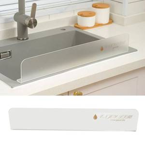 lot 71788 image: S.T.D Kitchen Sink Splash Guard, Dishwashing Sink Water Retaining Strip - Transparent Acrylic (Frosted) Suitable for Countertop Partition Bathroom Sink Splash Guard (17.5x1.2x3.3 in)(1Pack)