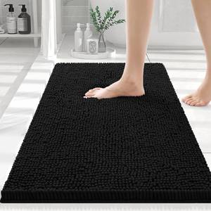 lot 71789 image: Smiry Luxury Chenille Bath Rug 24x16, Extra Soft and Absorbent Shaggy Bathroom Mat Rugs, Machine Washable, Non-Slip Plush Carpet Runner for Tub, Shower, and Bath Room, Black