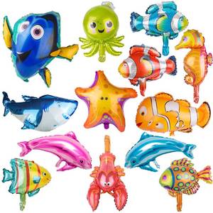 lot 71795 image: PROLOSO Foil Fish Balloons Decoration Aluminum Sea Creatures Tropical Fish Mylar Self-Sealing Baby Shower Party Pack of 13 (large)