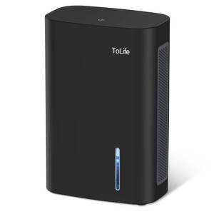 lot 71799 image: ToLife Dehumidifiers for Bathroom,95 OZ Dehumidifier for Home,Portable Dehumidifier for Basement, Room, RV, 7 Colors LED Light with Auto Shut Off, Sleep Mode (800 sq. ft) Black - Retail $112.44