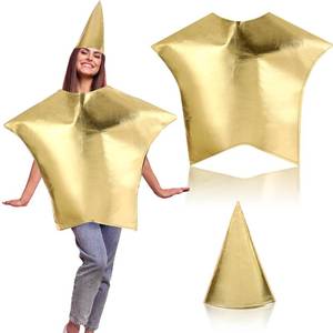 lot 71808 image: Jenaai Gold Star Costume for Adults Nativity Star Costum Costumes Religion Living Nativity Scene Outfits Women Star Shaped Cosplay Apparel with Hat Xmas Sunday Church Supply