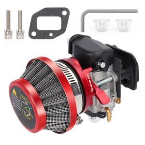 lot 71829 image: 15mm Carburetor Upgrade Kit Air Filter Set Compatible with 2 Stroke 43cc 47cc 49cc Standup Gas Scooter ATV Quad Pocket Bike XG-550 BladeZ Moby X Red