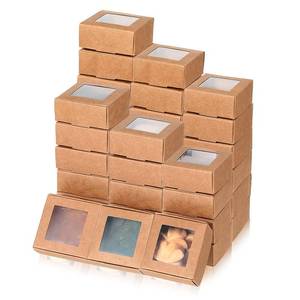 lot 71832 image: MAQUITA 100 Pcs Soap Packaging Boxes with Window Mini Kraft Paper Boxes Bulk Treat Favor Boxes Rectangle Gift Soap Boxes for Homemade Soap Making Cookies Candy Prese