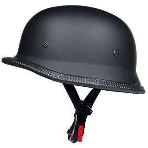lot 71845 image: German Style Motorcycle Half Helmet Open Face Adult Men Women DOT Approved Retro HelmetMatte Black (Large)