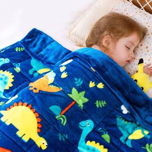 lot 71846 image: Uttermara Kids Weighted Blanket 5lbs, Dinosaur Fleece Blanket for Kids with 5 Color Options, Ultra Soft and Cozy Kids Blanket, Great for Calming and Sleep 36x 48inch, Blue