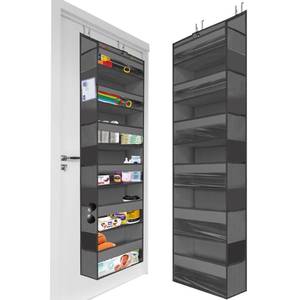 lot 71849 image: HOMELUX THEORY 1PC Heavy Duty Over the Door Organizer 55x14x6.7, 6 Large Front & 12 Side Pockets, Hanging Storage Closet Door Organizer for Bedroom, Bathroom and Baby Nursery Storage (Dark Gray)
