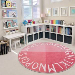 lot 71852 image: LIVEBOX ABC Round Kids Rug for Girls Bedroom, Circle Nursery Area Rug Princess Washable Rug for Playroom, Non-Slip Crawling Play Mat Alphabet Learning Carpet for Teen Dorm (59,Pink)