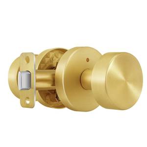 lot 71854 image: naubea Privacy Gold Door Knobs Interior Satin Brass Privacy Door Knobs with Lock, Heavy Duty Modern Round Brushed Gold Door Handle for Bedroom Bathroom