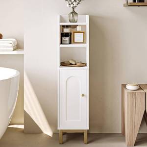 lot 71871 image: Hzuaneri Bathroom Storage Cabinet, Small Corner Floor Cabinet with Door and Shelves, Narrow Toilet Paper Cabinet, Bathroom Organizer with Adjustable Shelf, for Small Spaces, White BC08203X