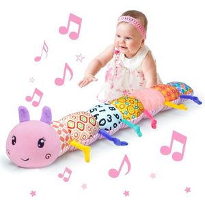 lot 71887 image: Ussybaby Baby Infant Musical Toy Soft Stuffed Animal Toy with Multi Textures,Rattle,Crinkle,Newborn Baby Toy for 0 3 6 9 12 Months Girls Boy Gift,CaterpillarPink