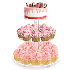 lot 71889 image: YestBuy 3 Tier Round Cupcake Stand with Base, Acrylic Cake Stand, Cupcake Tower Stand, Premium Cupcake Holder for 23 Cupcakes, Display for Pastry Wedding Birthday Party (4 Between 2 Layers)