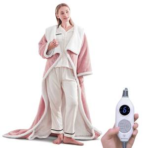 lot 71897 image: Westinghouse Electric Snuggle Throw Blankets with Foot Pocket, Wearable Heated Blanket with Sleeves, 6 Heating Levels & 2 to 10 Hours Heating Time Settings, 50  7018, Pink - Retail $89.87