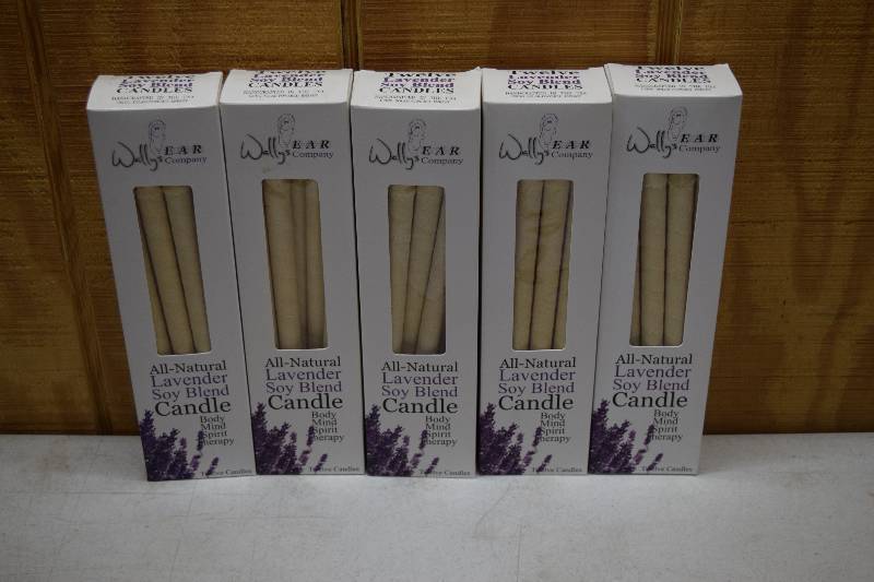 lot 222 image: 5 Boxes of 12 Wallys Lavender Soy Blend Candles