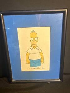 lot 4749 image: Homer Simpson framed drawing signed by Rich Koslowski