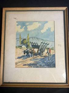 lot 4757 image: Vintage 1940 Chile Landscape Watercolor