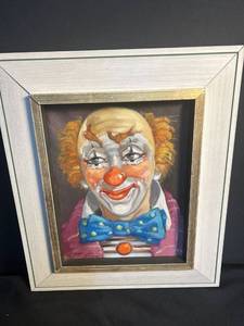 lot 4758 image: Vintage Clown oil painting