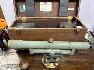 lot 4763 image: Antique Keuffel & Esser Co. Surveying telescope lens and tripod