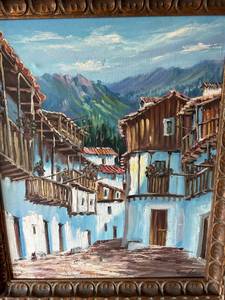 lot 5479 image: Spanish oil painting scene framed