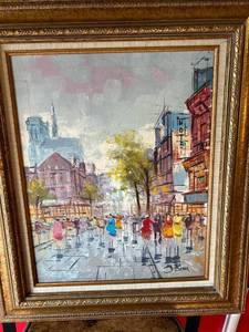 lot 5480 image: Vintage Italian Citiscape oil painting