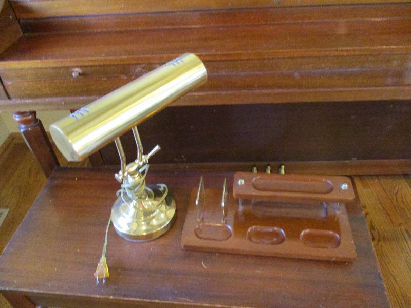 lot 291 image: Brass Lamp and Desktop Organizer
