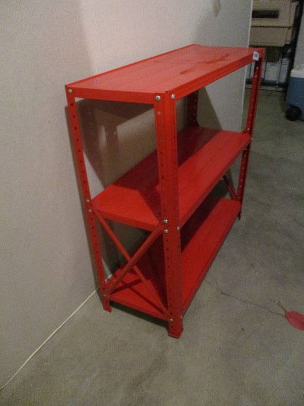 lot 11790 image: Red Metal Storage Shelf #1