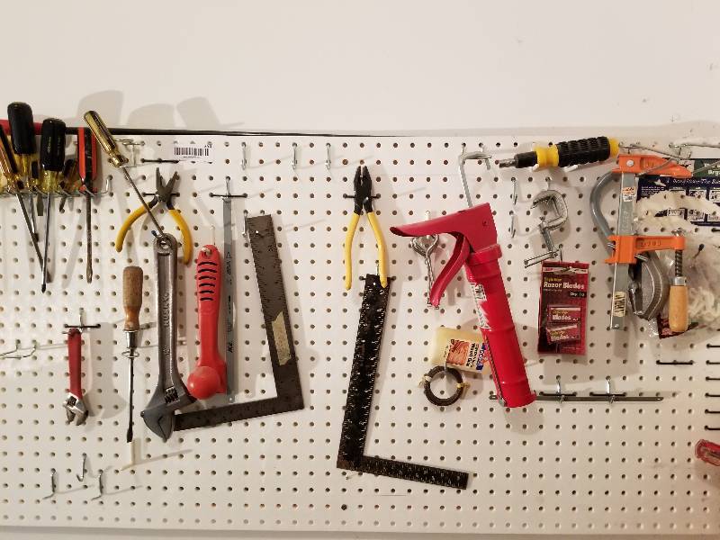 lot 354 image: Pegboard with Tools
