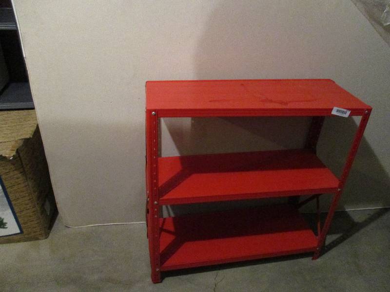 lot 11792 image: Red Metal Storage Shelf #3