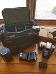 Nikon 35mm Camera with Telephoto Lens and more