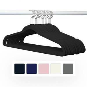 lot 1212 image: Members Mark 50 Pack Elite Quality Velvet Hangers - Black.