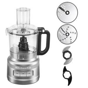 lot 1239 image: KitchenAid 7 Cup Food Processor. Includes Multipurpose Blade, Medium SliceShred, Thick Slice, and a Dough Blade.