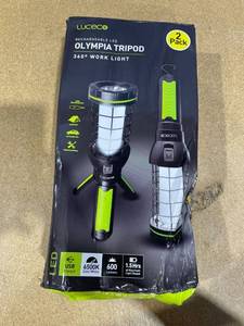 lot 1254 image: Luceco Rechargeable LED Olympia Tripod 360 Work Light 2 Pack.