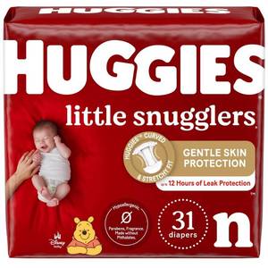 lot 1260 image: Huggies Little Snugglers Diapers Jumbo Pack - Size Newborn (31ct).