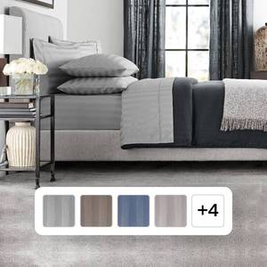 lot 1261 image: Members Mark 700TC Sheet Set 4 Piece, TwinTwin XL, Grey Stripes.