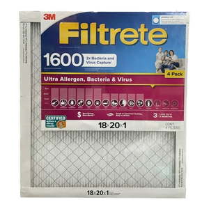 lot 2228 image: Filtrete 1600 MPR Ultra Allergen 2X Bacteria and Virus Filter 18x20x1 4 Pack