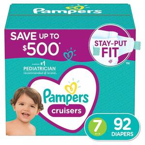 lot 2234 image: Pampers Cruisers Diapers - Size 7 (41 Pounds) 92 Count