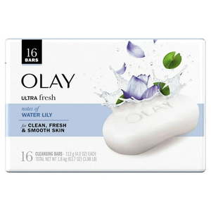 lot 2252 image: Olay Ultra Fresh Cleansing Bar Soap Water Lily 4 Ounce (Pack of 16)
