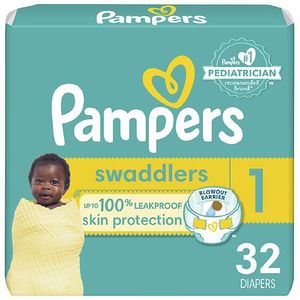 lot 2265 image: Pampers Swaddlers Active Baby Diapers Jumbo Pack - Size 1 -32ct